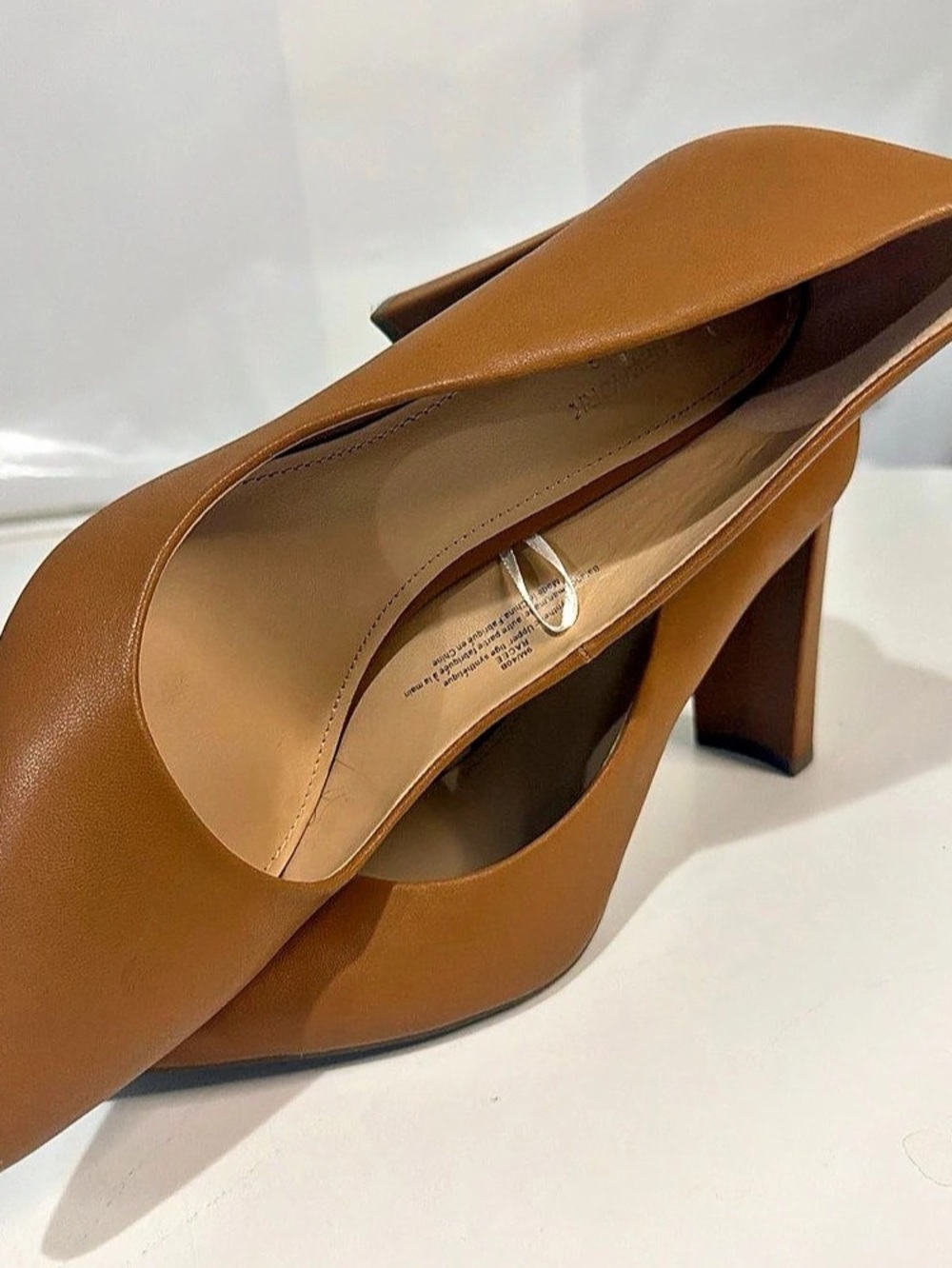 Marc New York Andrew Marc Kacee Women Pointed Toe Block Heel Pumps Tan Brown